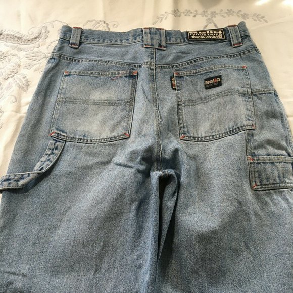 #59 Reliq Industries Denim Blue Wash Jeans Straight Hem High Rise Men's Size 36 - Picture 1 of 11